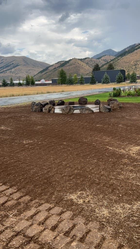 Professionally graded landscape with mountain backdrop in Lincoln County, Wyoming